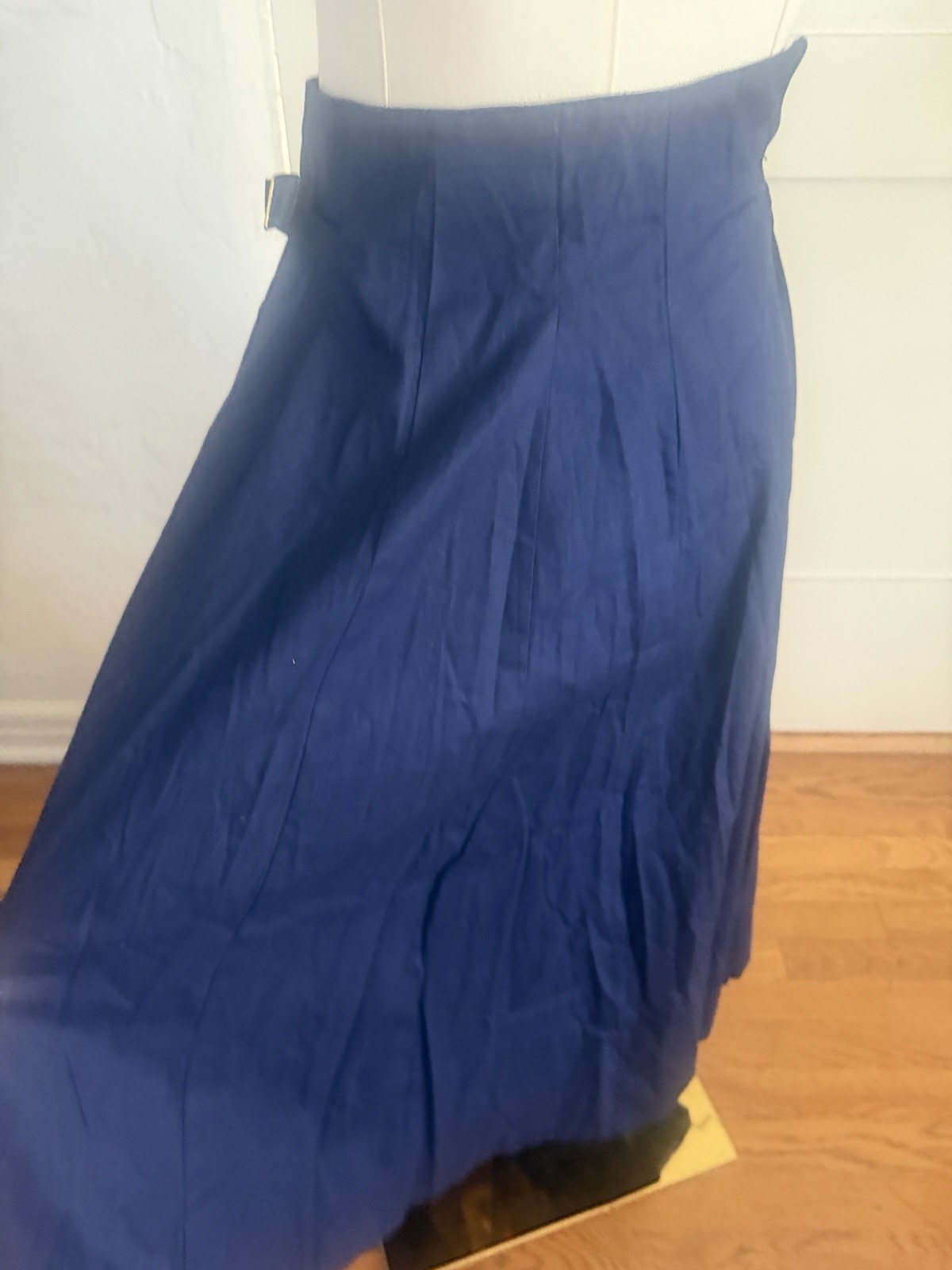 Vintage 1950s Navy Cotton Skirt | Metal Zip | High Waist
