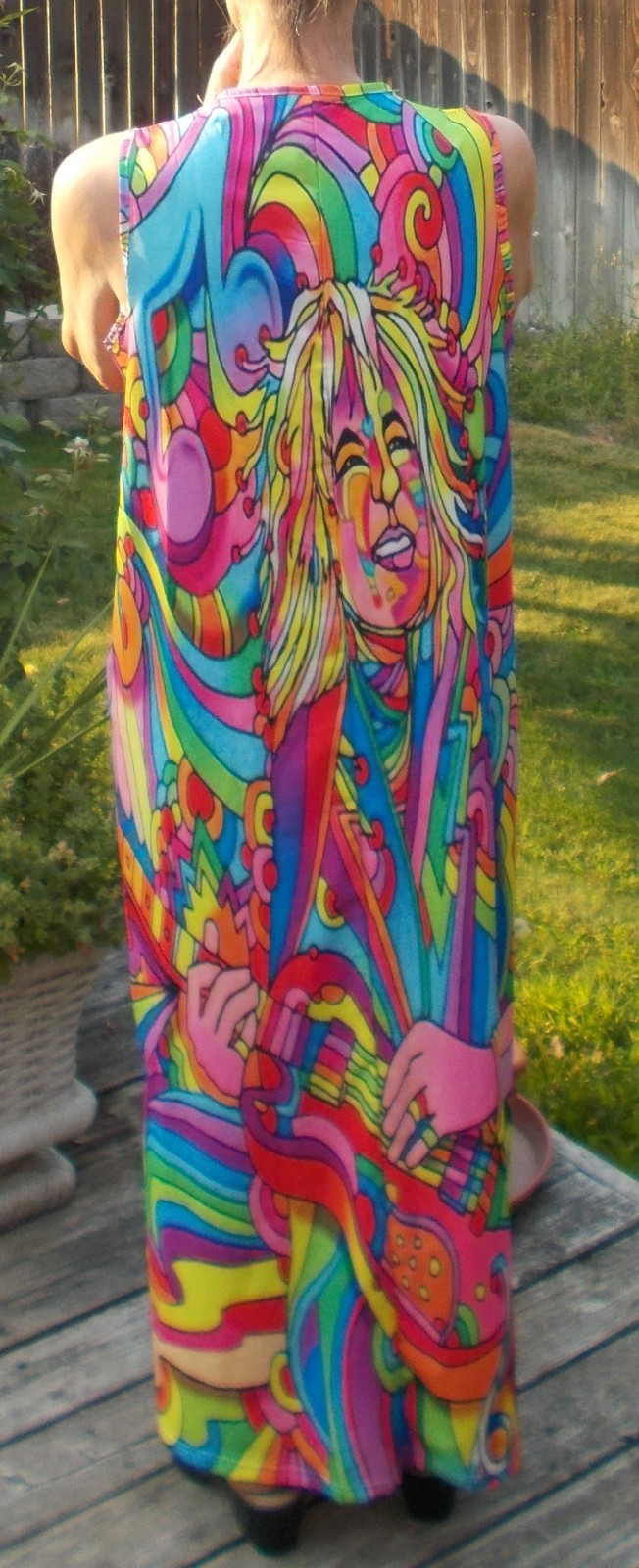 Vintage 1970’s Psychedelic Guitar Player Kaftan Dress Size L