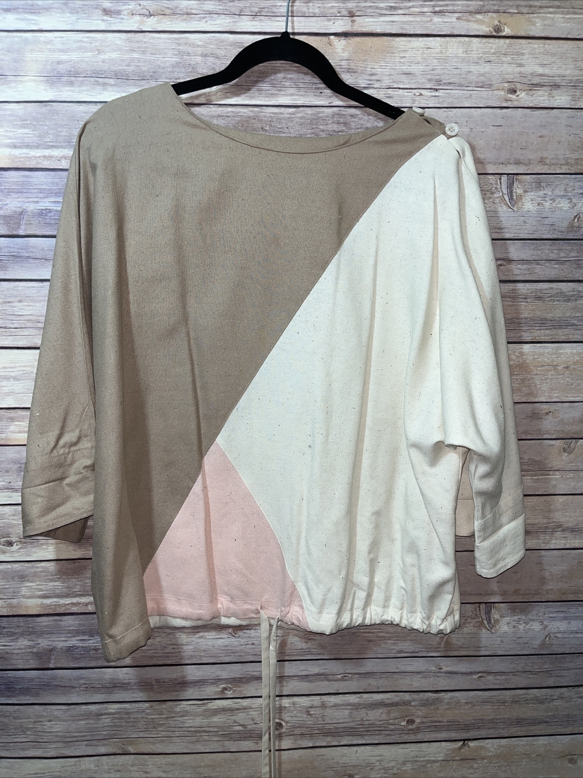 Vintage King James of California Lagenlook Drawstring 100% Silk Top Size 14