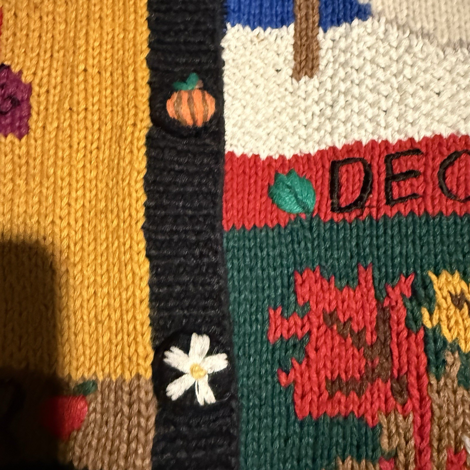 Belle Pointe Vintage Ugly Christmas Calendar Sweater Chunky Knit Teacher Core L