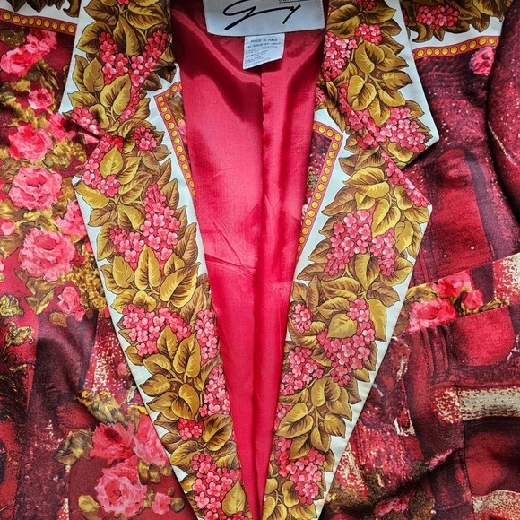 Vintage Gianni Versace for Genny 100% Silk Red Baroque Blazer Jacket