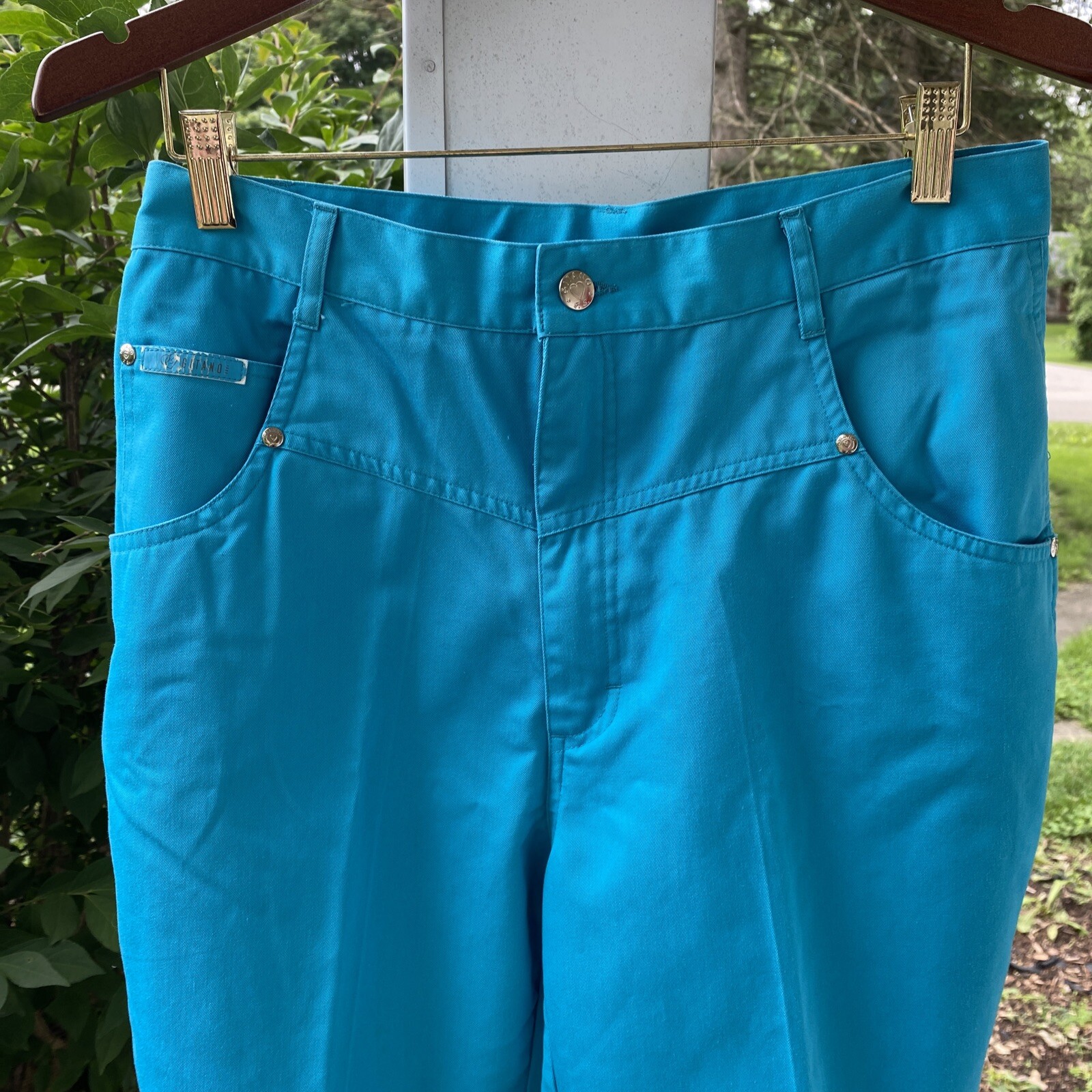 Vintage Women’s 80s Turquoise Pants Sz 32″ Short – Flat Front 1980s Gitano