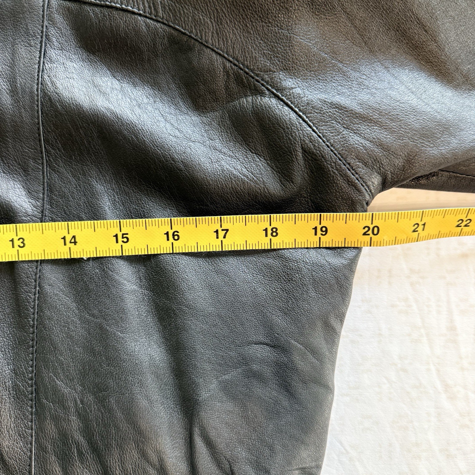 Vintage 80s Black Leather Cinched Waist Jacket Blazer Womens Size 38 Goth Grunge