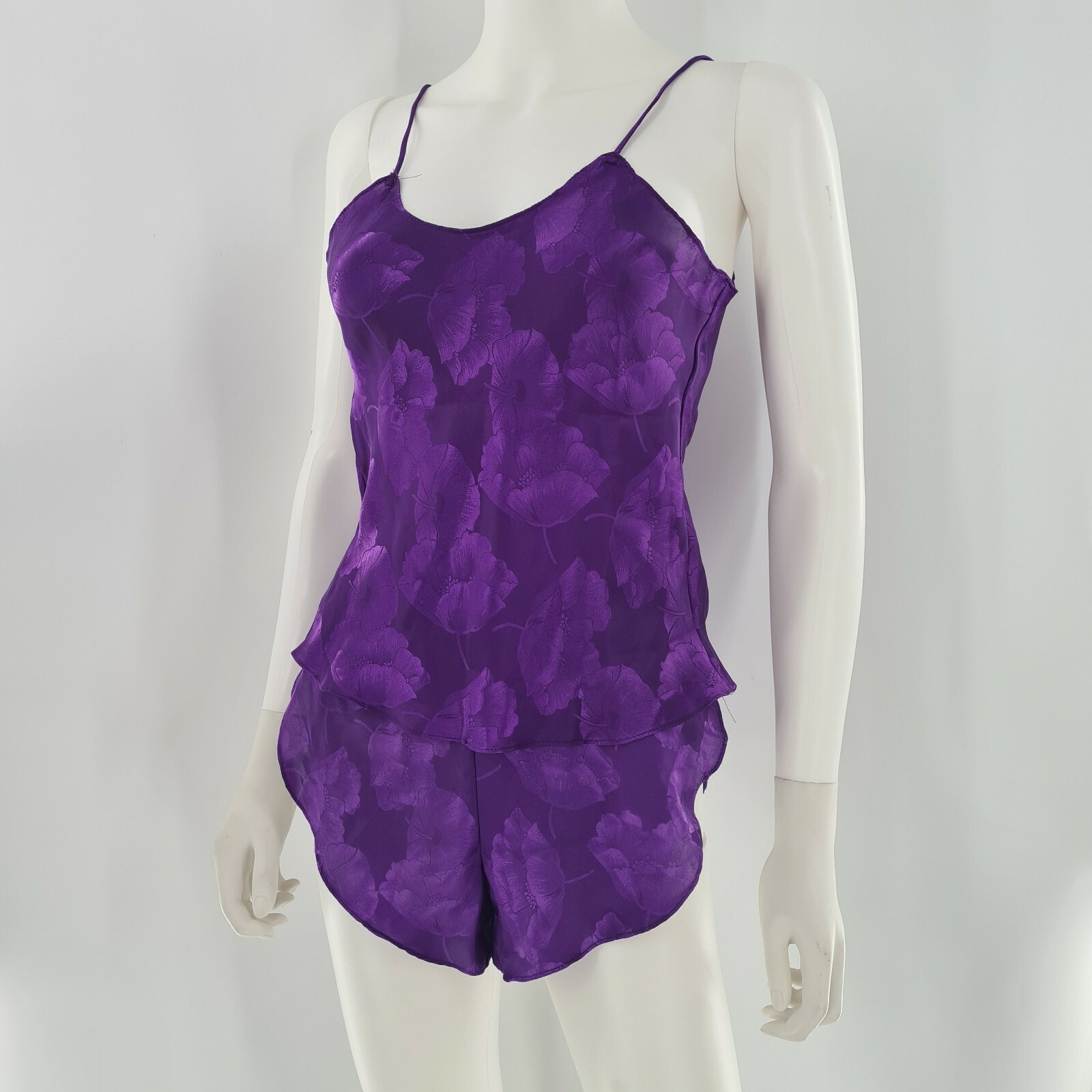 Vintage 80’s Blanche Ralph Montenero Purple Satin Polyester Set Top/Shorts Sexy