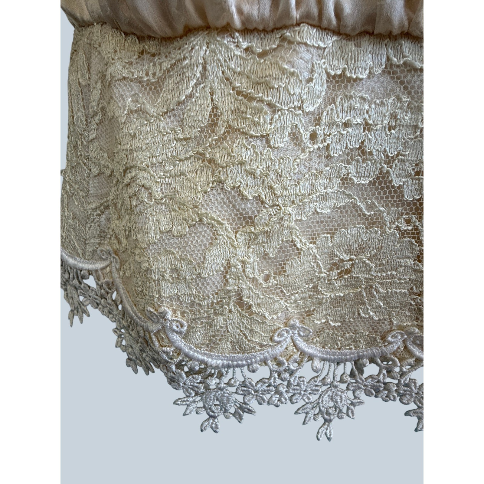 Jessica McClintock 70s Vintage Champagne Silk Lace Bridal Suit 4 Bridgerton