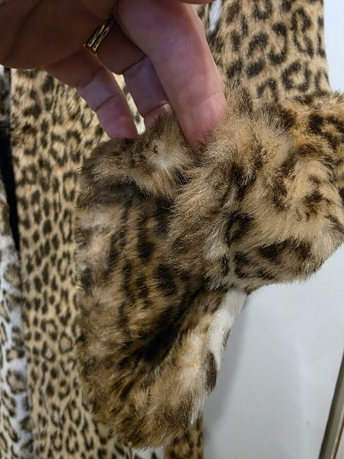 Vintage Sportowne Leopard Print Faux Fur Full Length Coat Size 14
