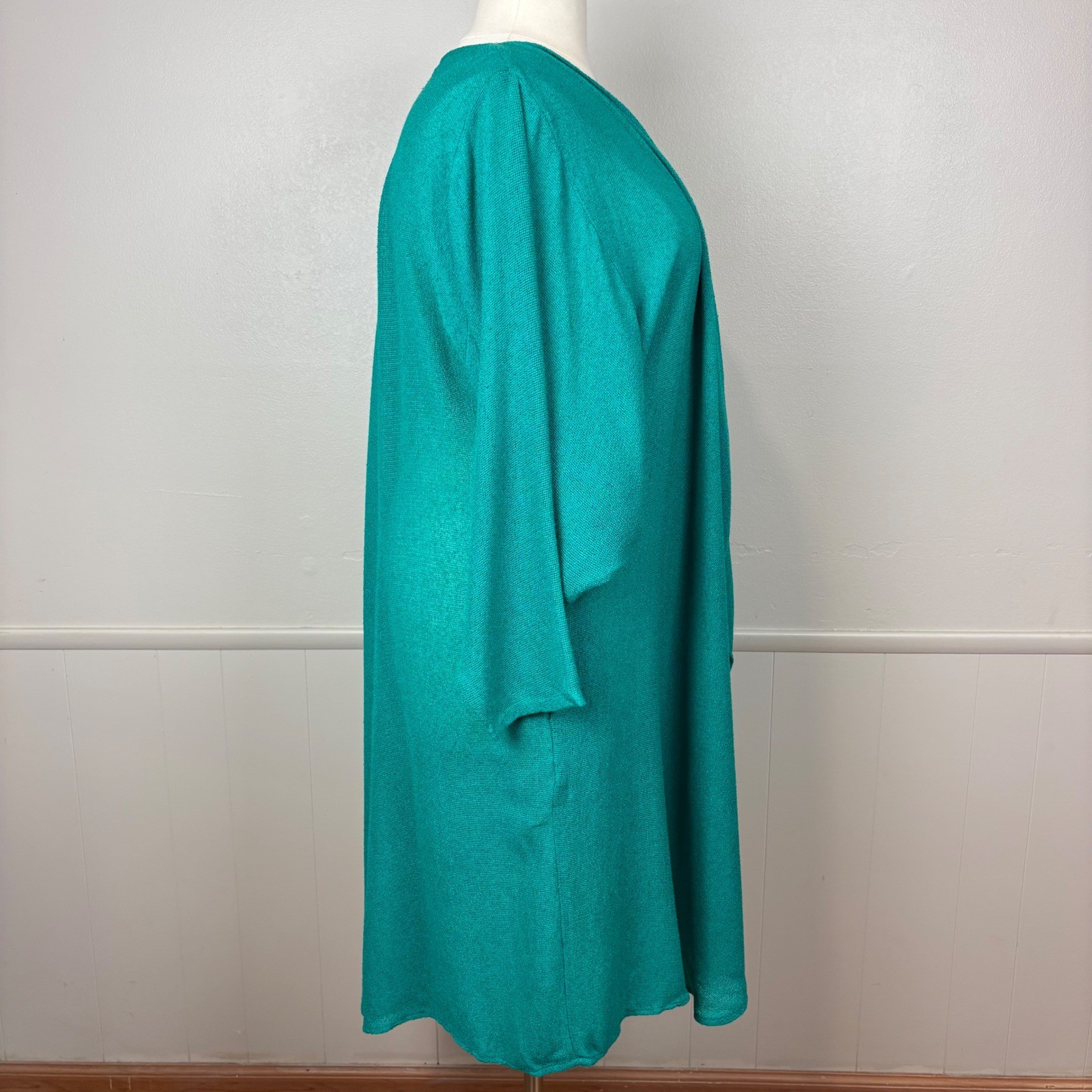 Spencer Alexis Vintage Kimono Inspired Topper Duster Teal Size 16 Dramatic 80s