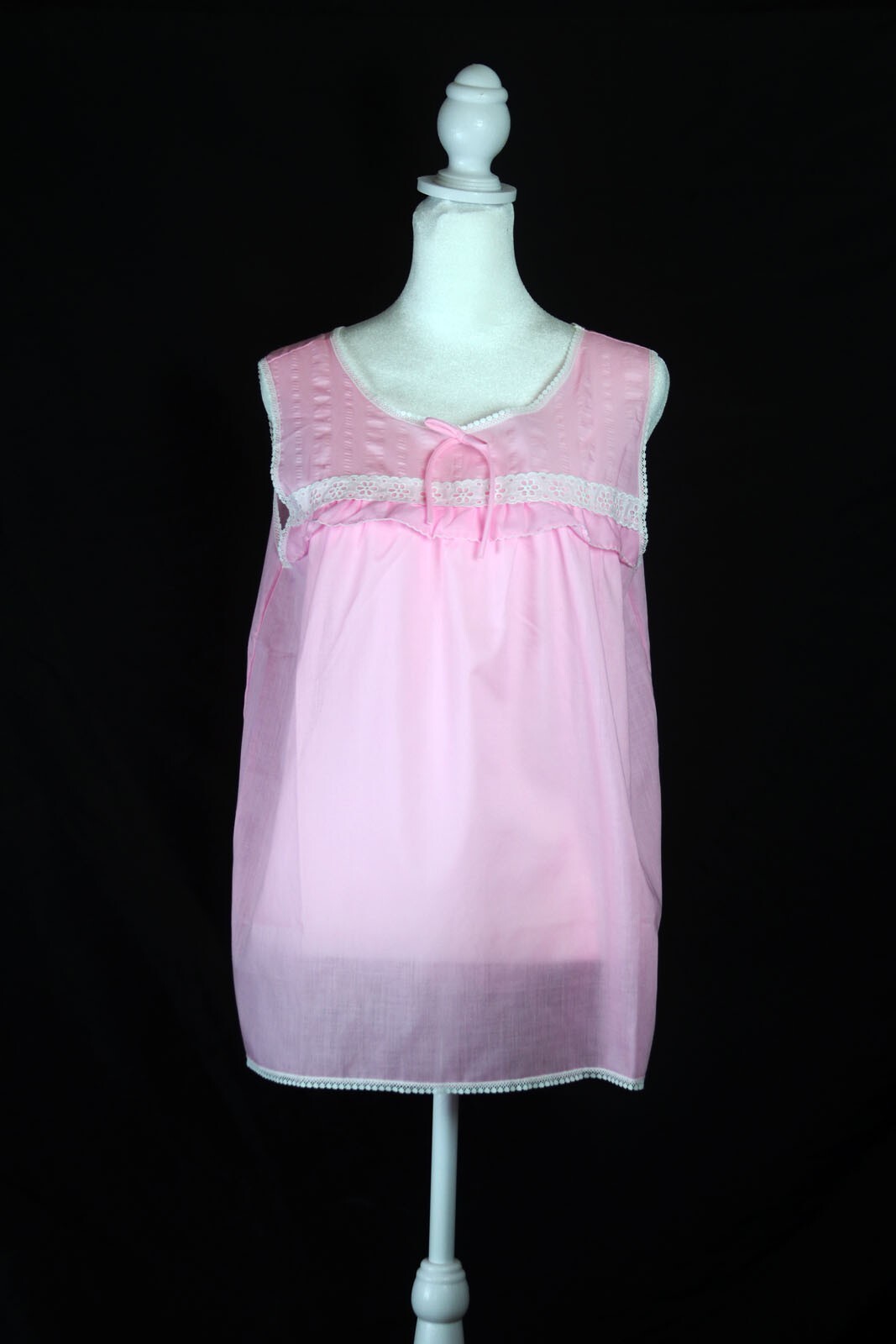 Vintage Women’s Sz M Babydoll Sheer Sleep Set Pink Stones Wear World of Fashion