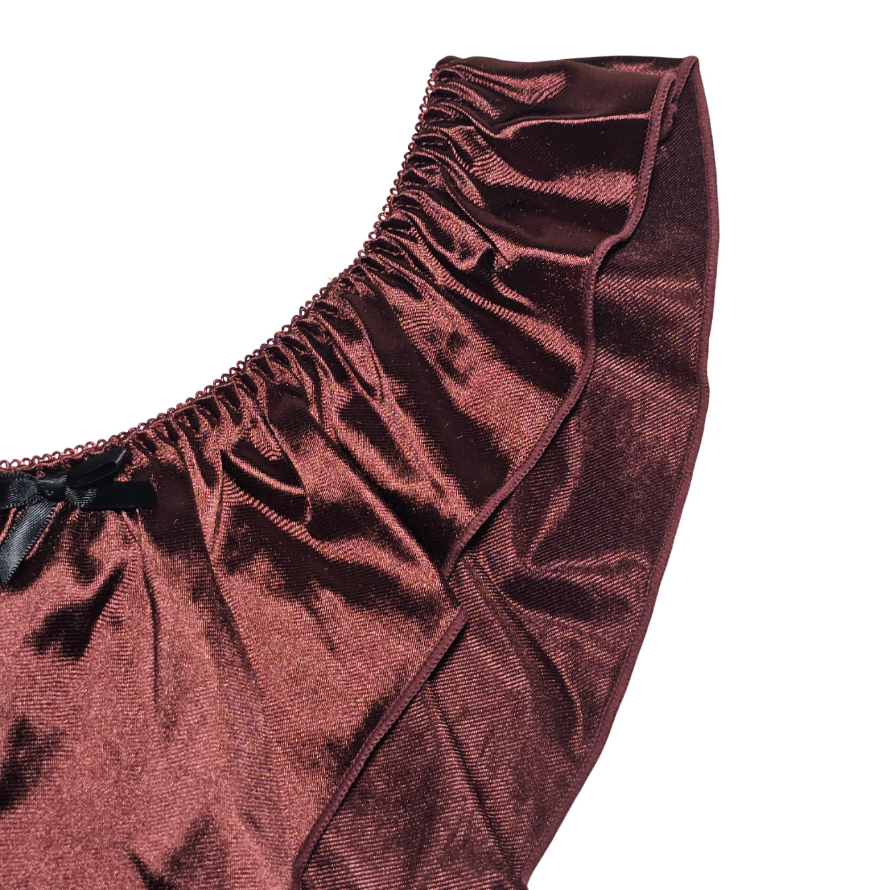 Sissy Glossy Satin Panty Tap Flutter Sleep Short Brown Brief Size 8-9 Hip 42-46″
