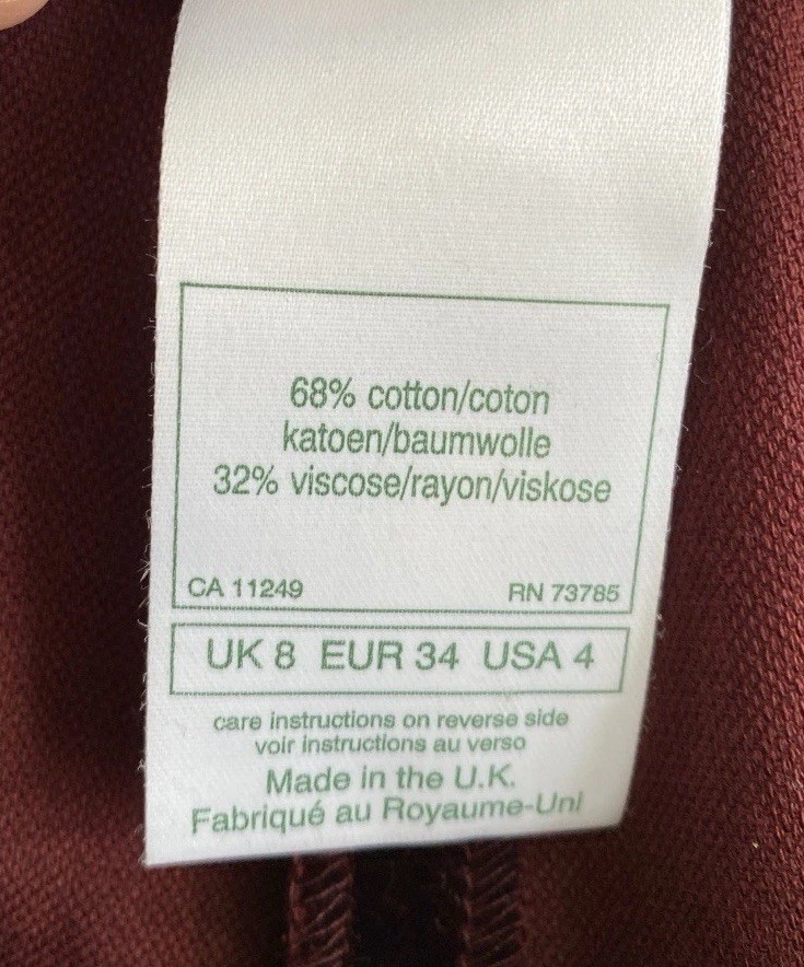 Vintage Laura Ashley Sz 4 Velvet Pantsuit Cotton Blend UK Burgandy