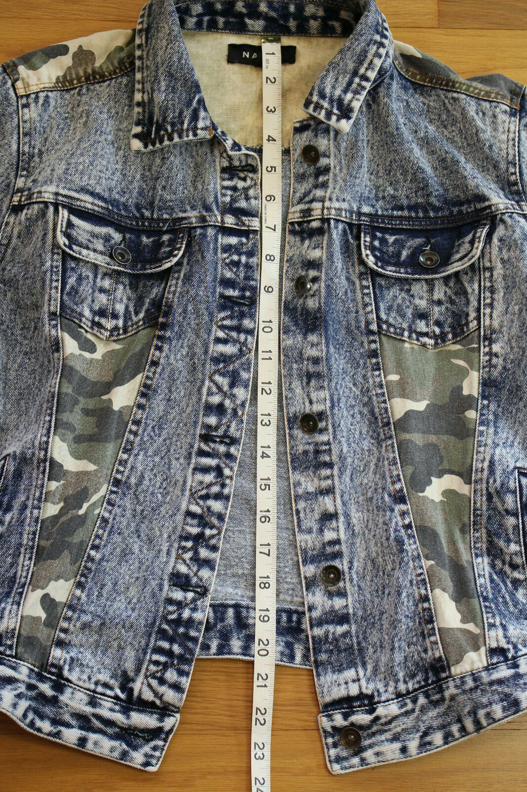 NAVIE WOMENS 80’S 90’s VINTAGE ACID/ STONEWASH CAMOUFLAGE DENIM JACKET SIZE L