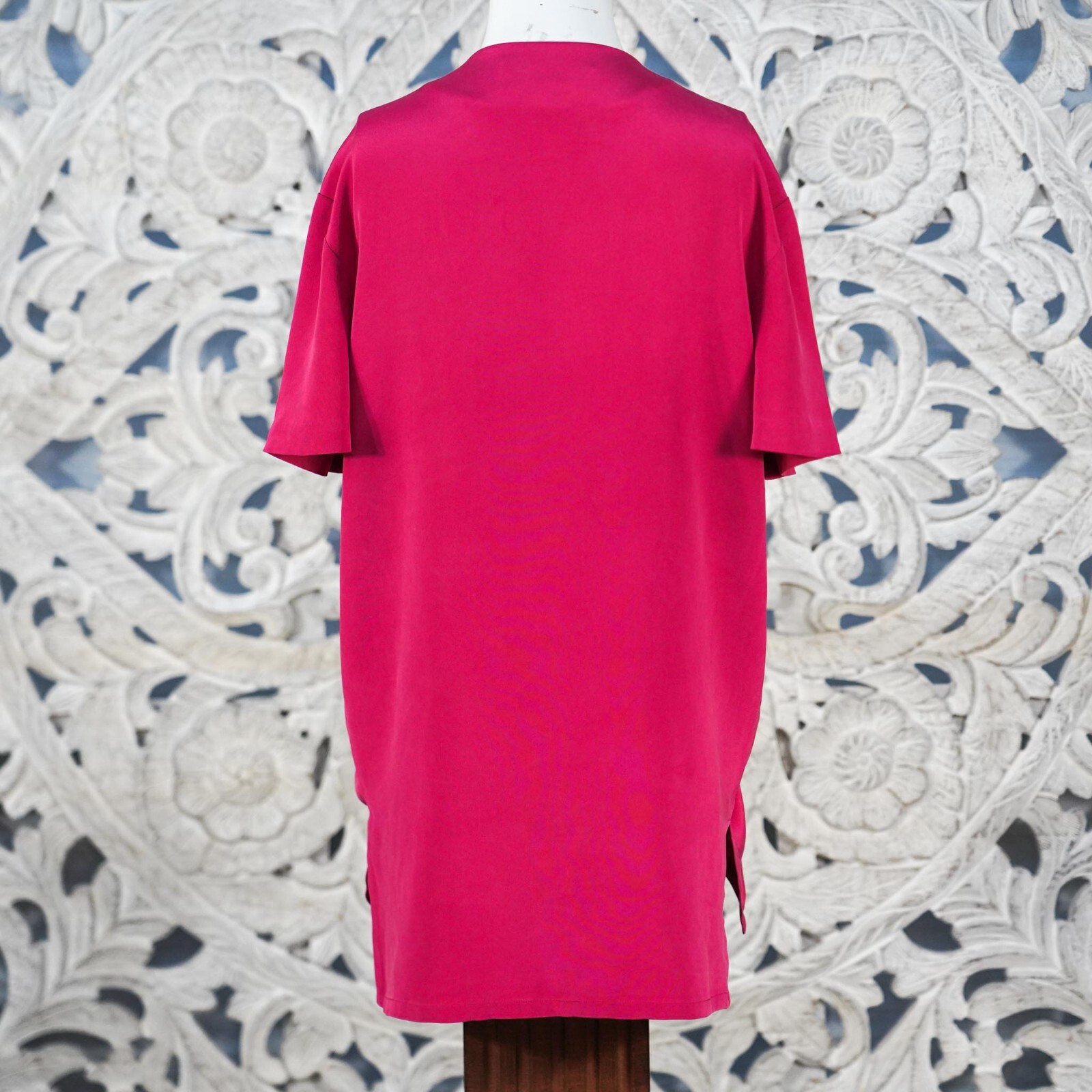 Patrick Collection Women’s 100% Silk Blouse Top Size 8 Fuchsia Short Sleeve