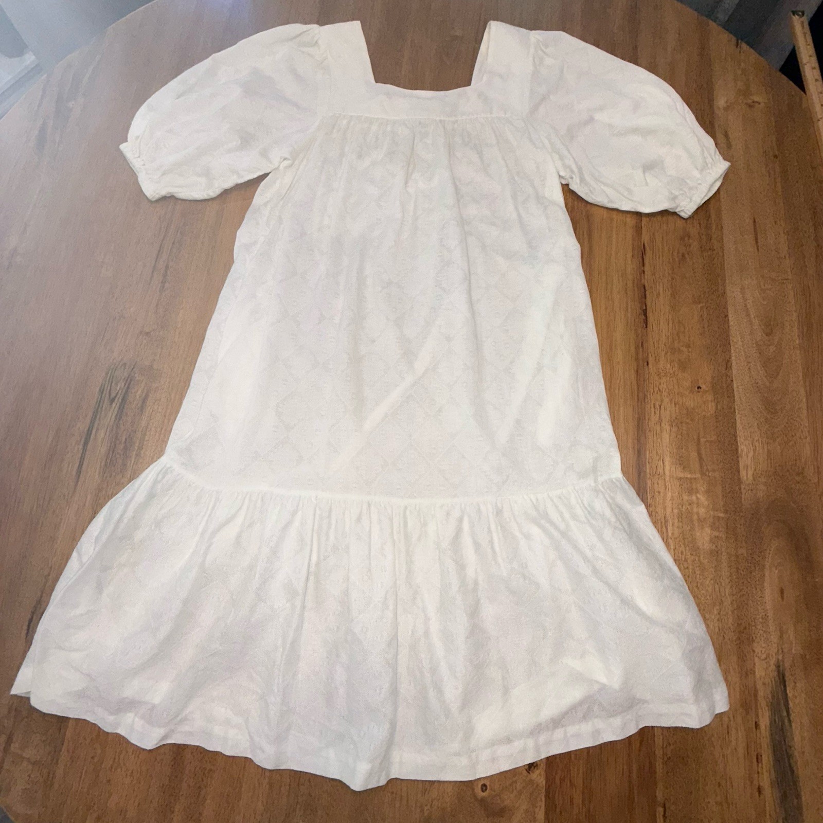 Vintage 80s White Prairie Dress Boho Farmhouse Lace Soft Girl Medium Periphery