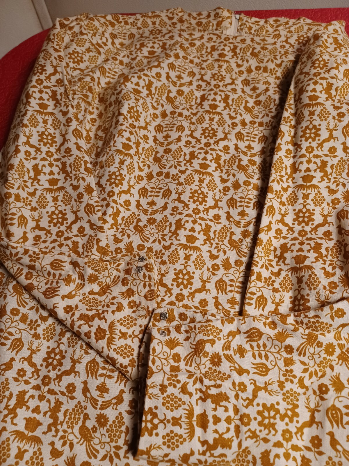 True Vintage Mid-century 1960s 1970s Mod Print Dress Handmade MCM Go-Go Shift M