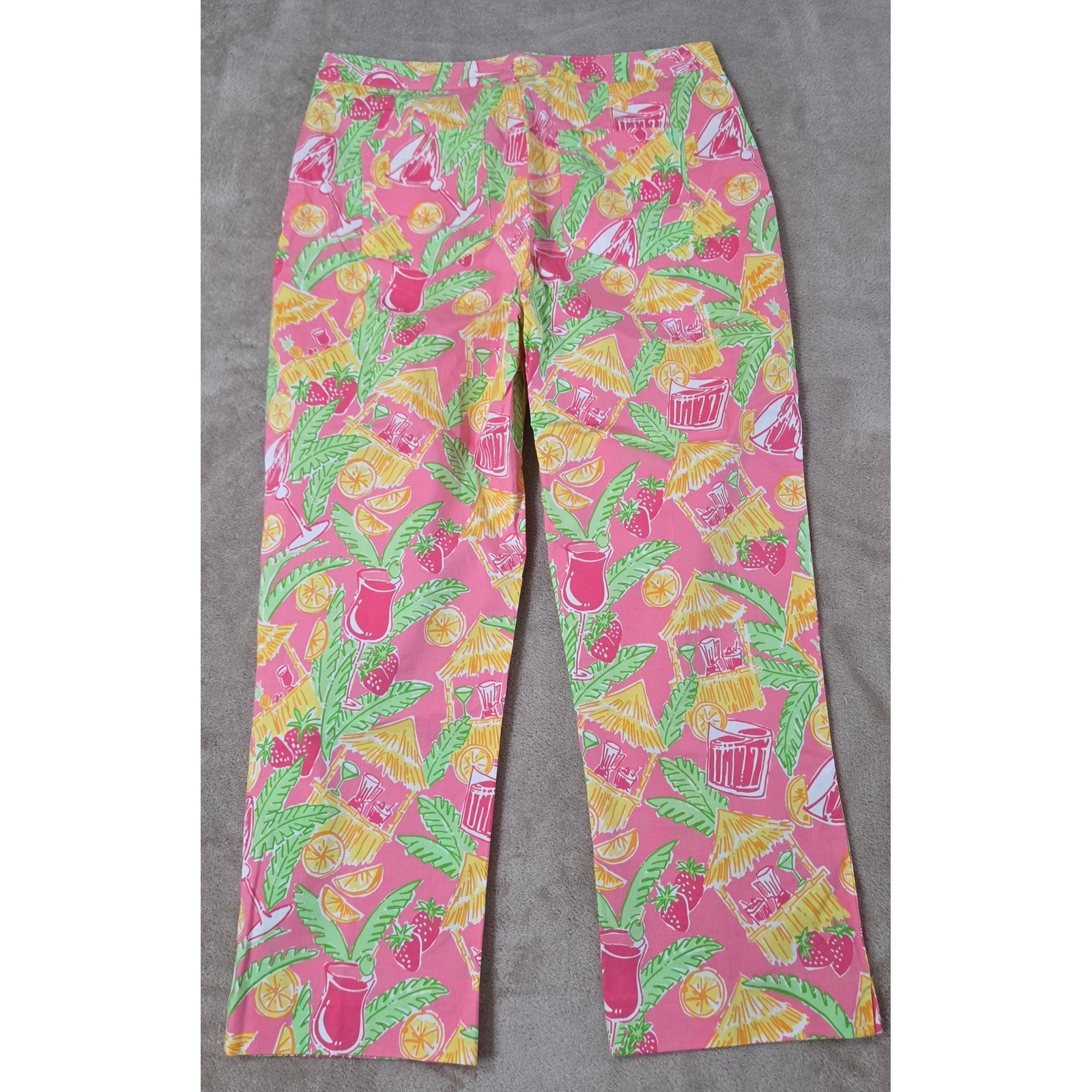 Vintage Lilly Pulitzer „Rock-A-Hula” Cropped Pants Women’s 6 Multi-Color AOP EUC