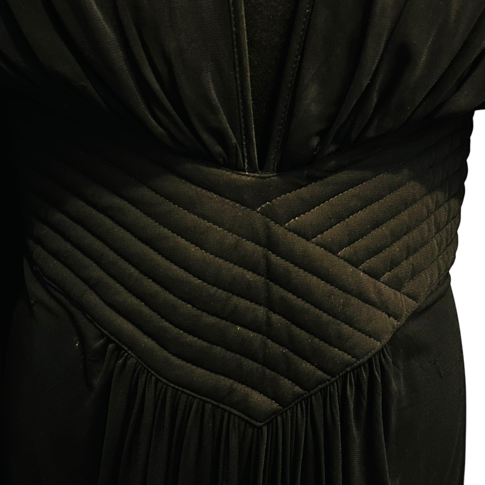 Vintage 1980s Wayne Clark Dress Size 10 Black Plunging Neckline Dynasty Marelle