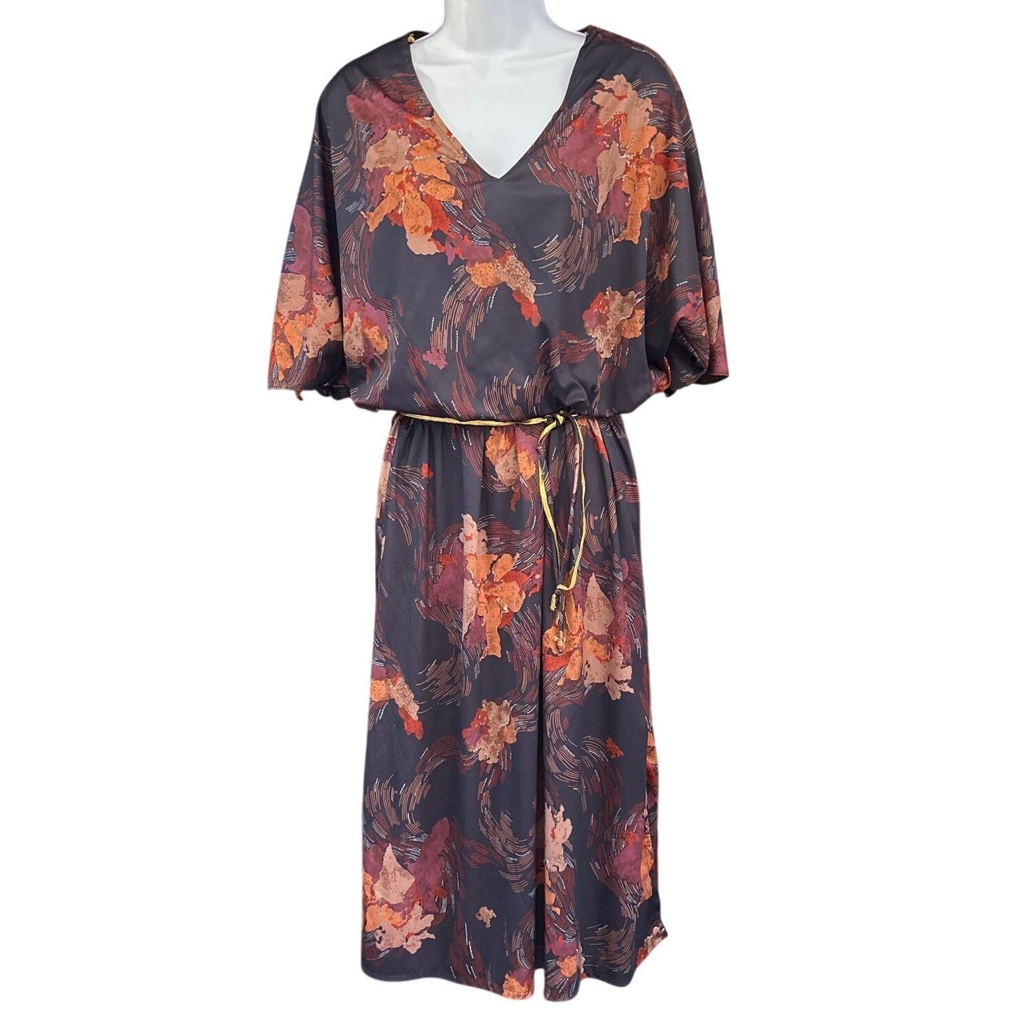 Vintage Floral Midi Dress Boho Whimsigoth Retro 70s 80s Style Romantic Cocktail