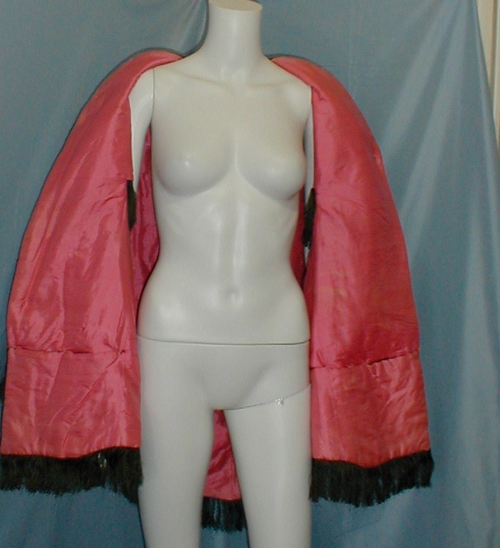Opulent Antique Dress Cape Victorian 1860 Changeable Gold Silk w/ Pink Lining