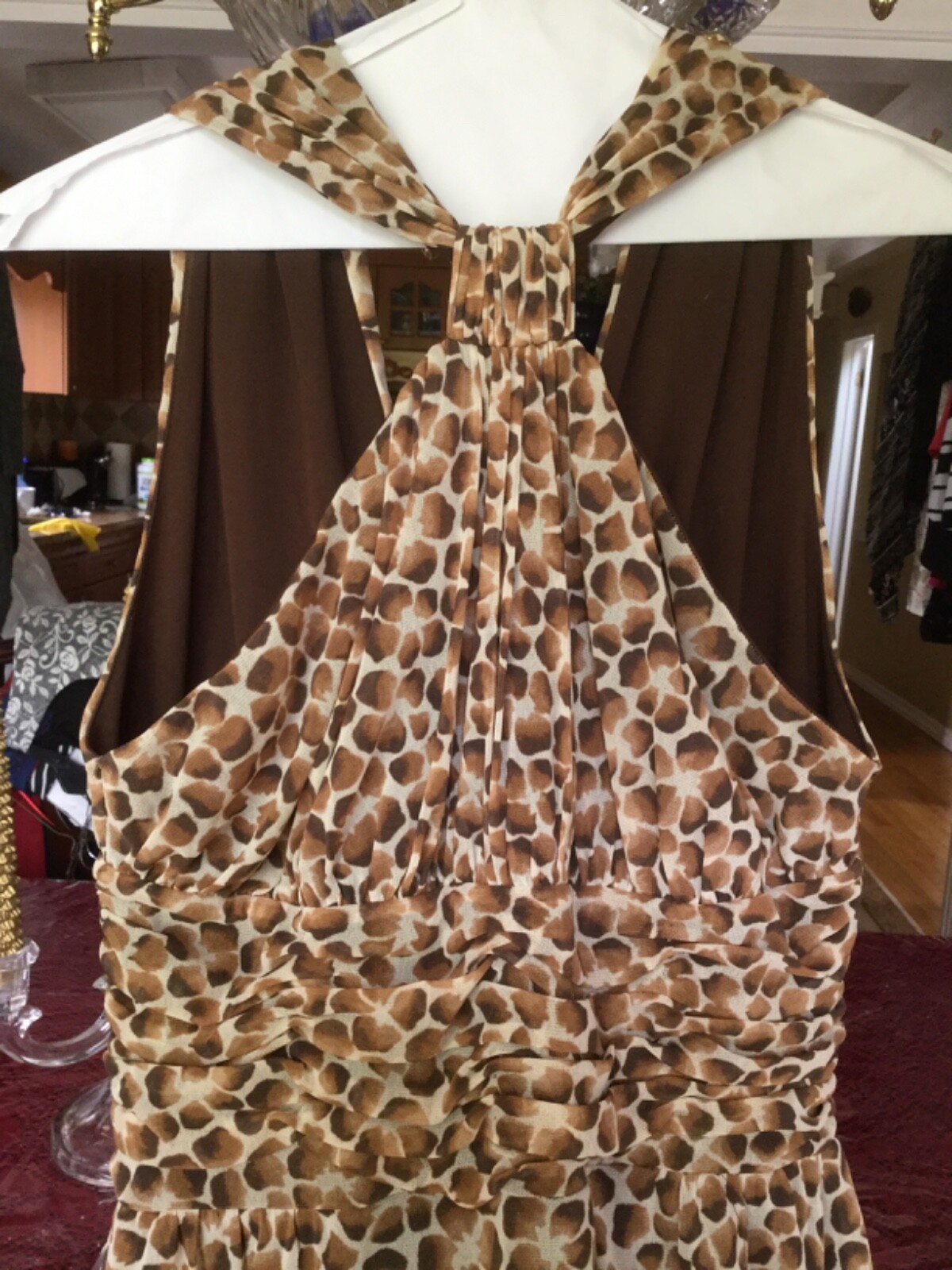 VIVIENNE TAM LEOPARD High Neck HALTER Open Back SHEATH Dress Size 3