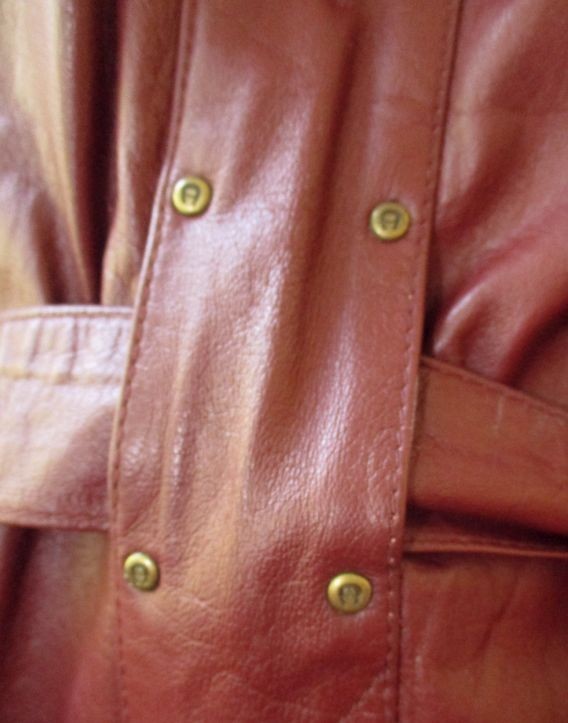 VTG Etienne Aigner Leather Trench Coat Women’s 10 Lined Burgundy Belted Mid