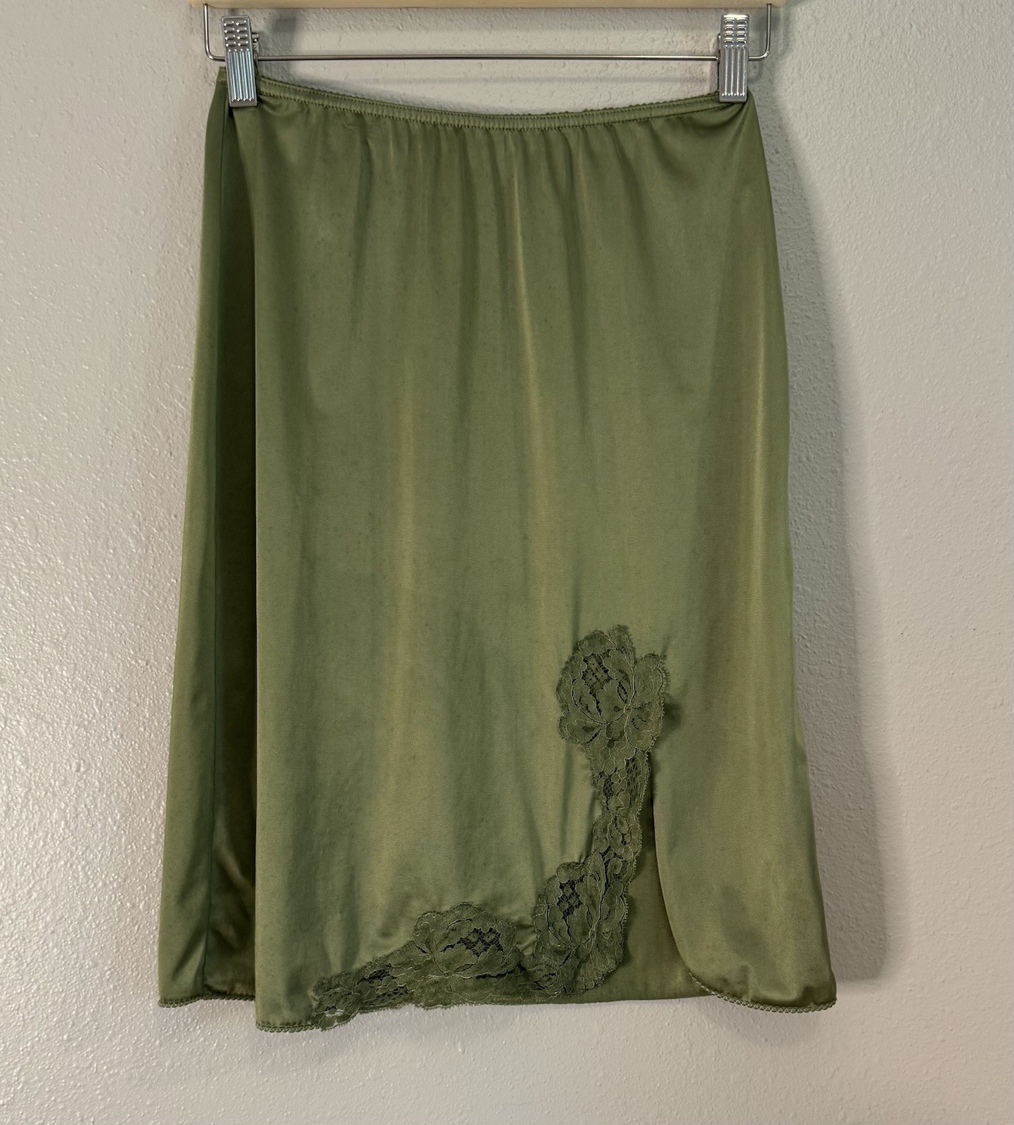 Vintage 70s Forest Fairy Moss Green Slip Camisole Set Grunge Whimsigoth Coord