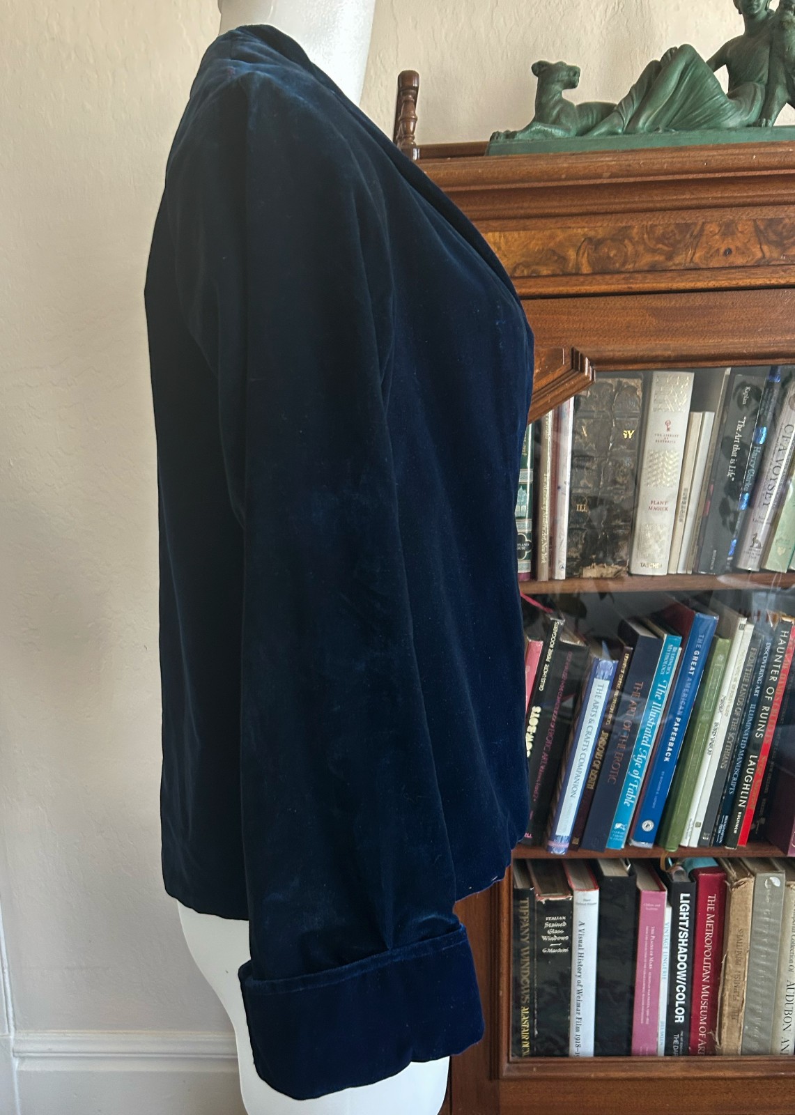 Antique 1920s 30s Vintage Sapphire Blue Velvet Silk Lined Jacket Art Deco XS