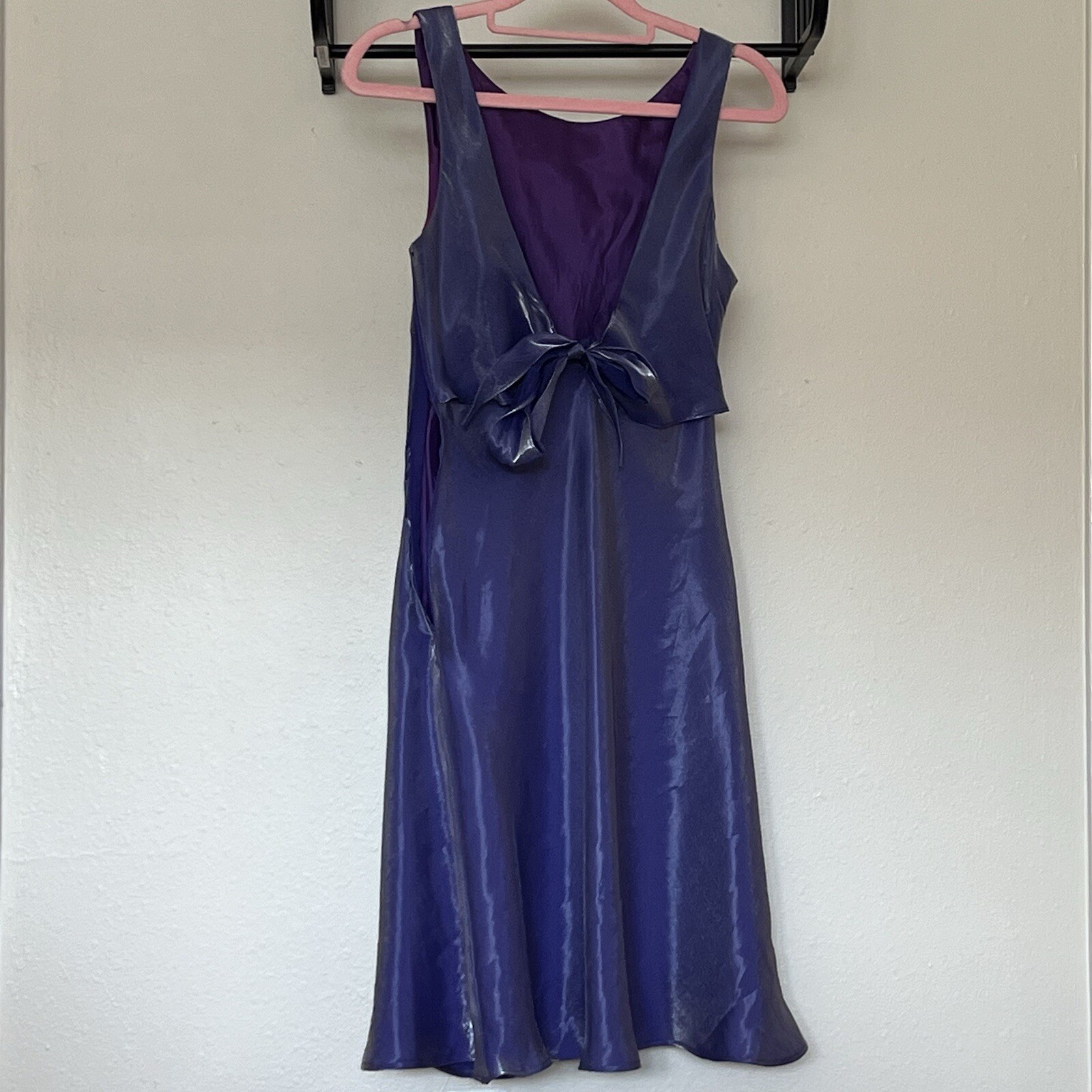 De Laru Dress By Sheila Yen Purple Lilac Size 5/6 Shiny Metallic Minidress