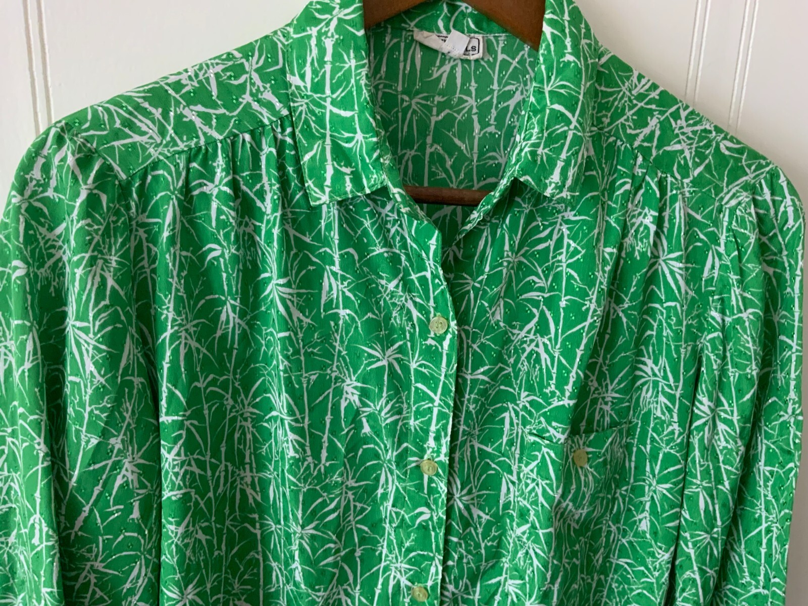 Vintage Campus Casual Blouse Size M Green Long Sleeve