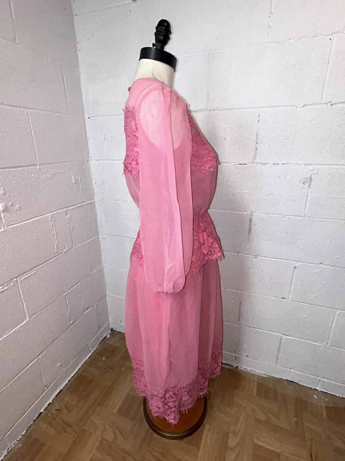 VTG Jc Penney Penny Pink 2 Piece Formal Raw Lace Dress Barbie NWT 80s 9/10 C1