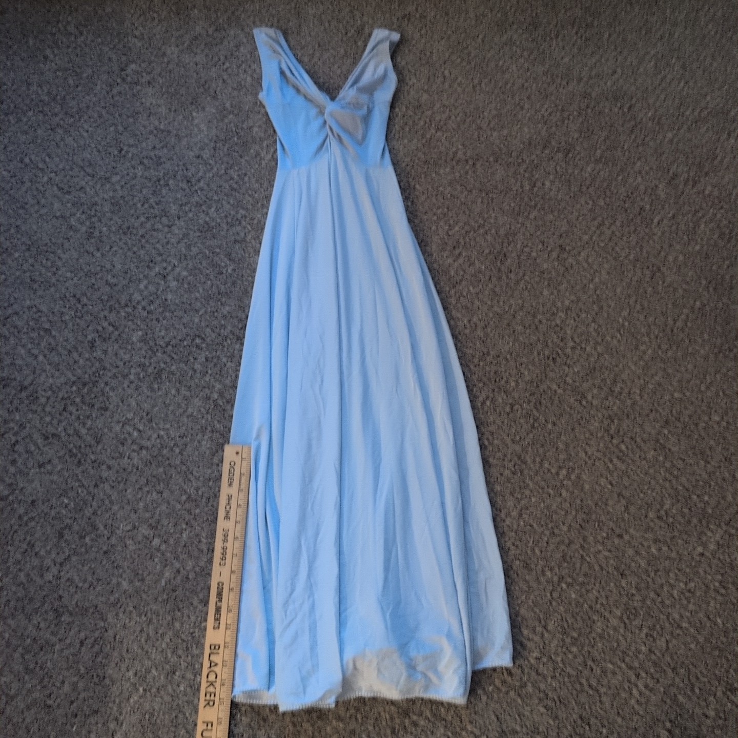 Vintage OLGA Bodysilk GOWN Nylon Stretch SWEEP Blue Lingerie Sz M