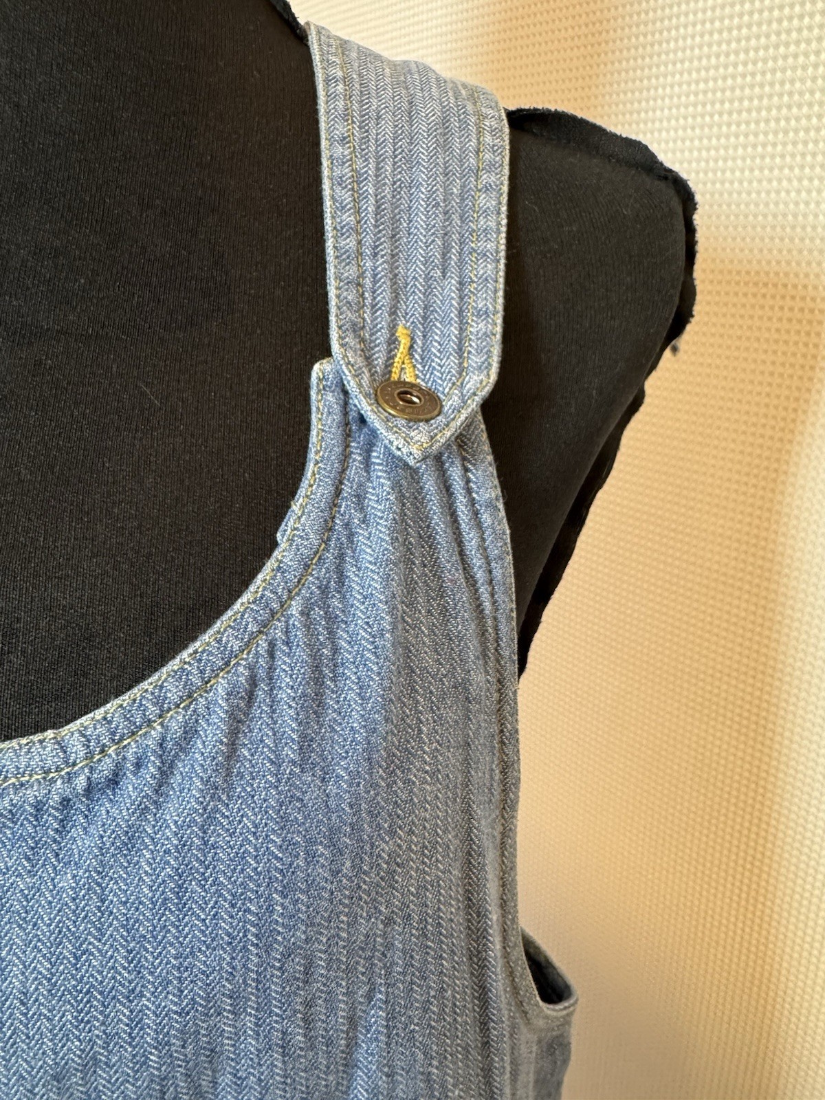VTG LizWear Dress Denim Jean Jumper LARGE 100% Cotton Pockets Full Zipper W19