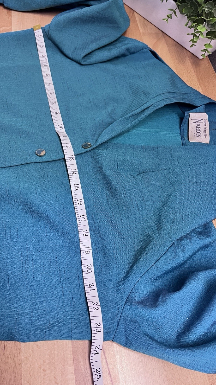 VTG Nardis Of Dallas Teal Dress L/S Cold Shoulder Secretary 70’s 80’s