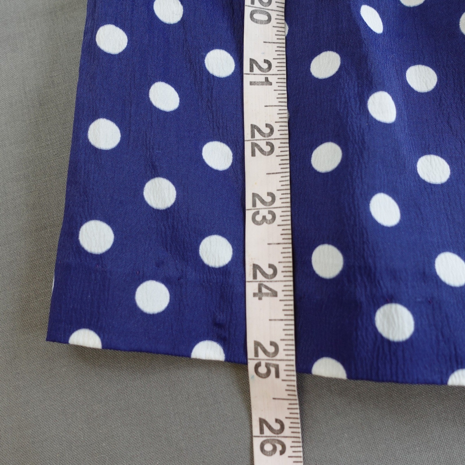Vtg 70s Polka Dot Blouse Womens M Blue White Ruffle Collar Bell Sleeve Retro Top