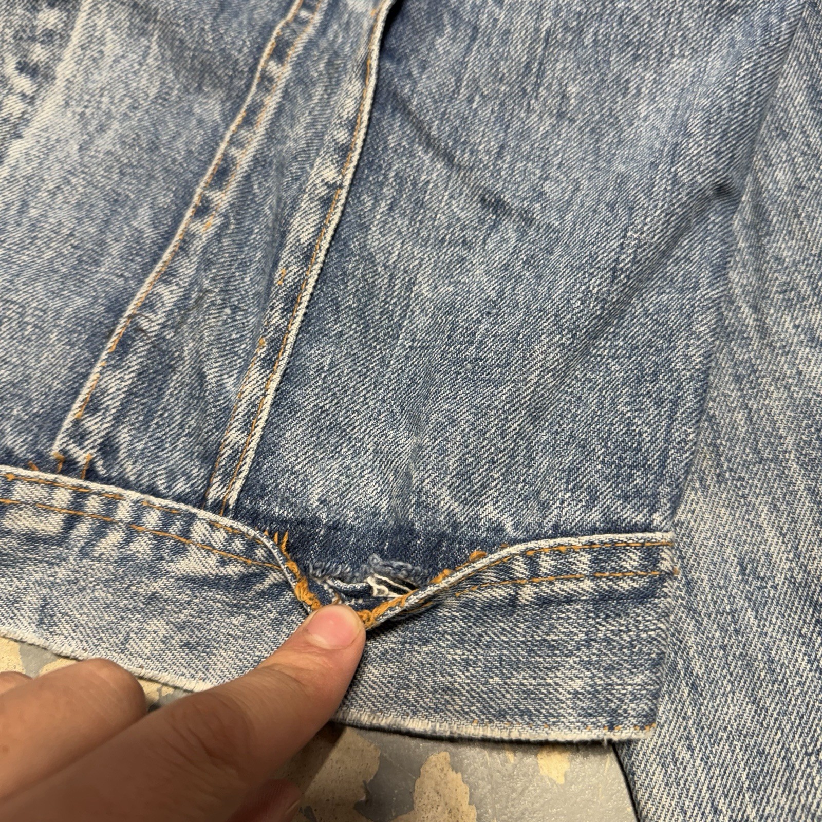 Vintage Eagle 60s 70s Skull Weed Leaf Worn In Distressed Vtg Denim Jacket Type 2