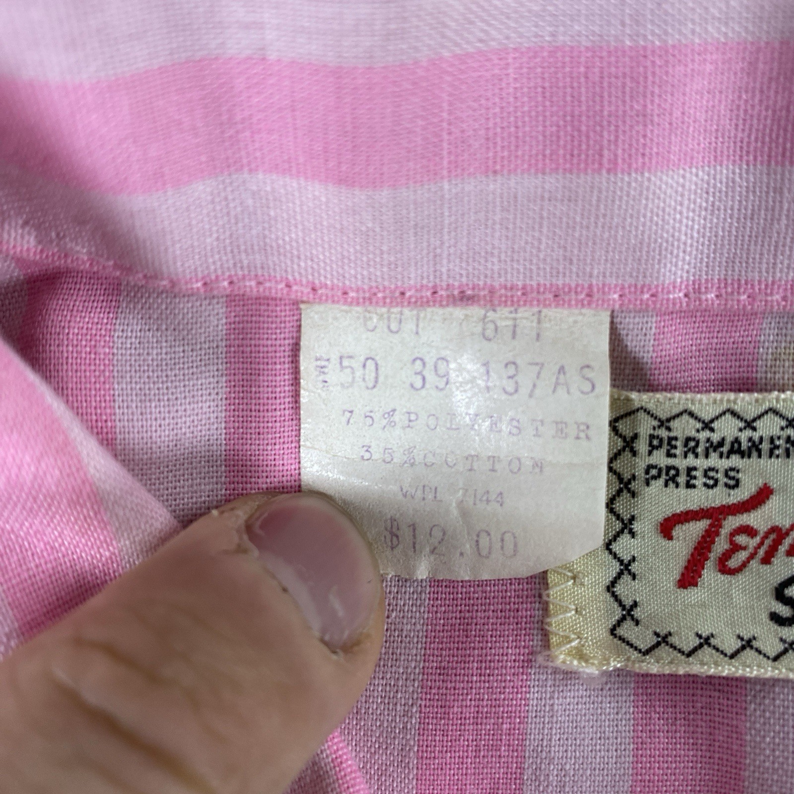 True Vintage Tem Tex Over Shirt Women’s 20×27 Rockabilly Pink Striped 1950s USA