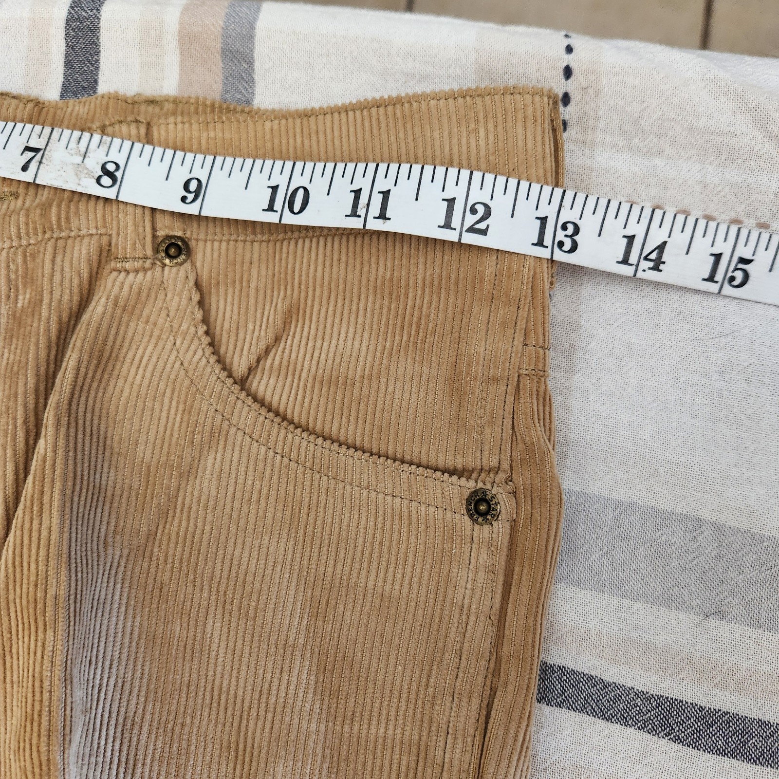 Vintage 80s French Star TAN Corduroy Jeans Waist 28 RN 51611 CA 51611