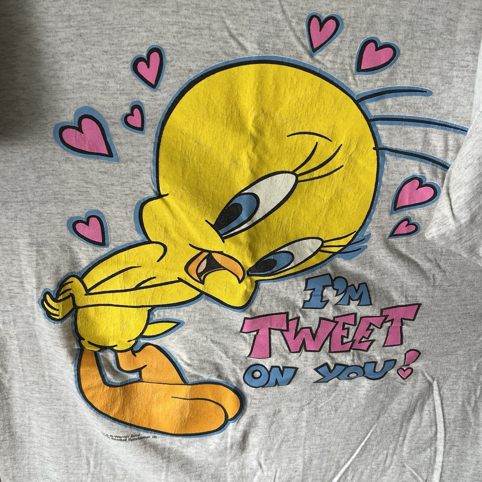 Vintage Tweety Im Tweet On You XL Gray Oversized Pajama Shirt 90’s T-Shirts