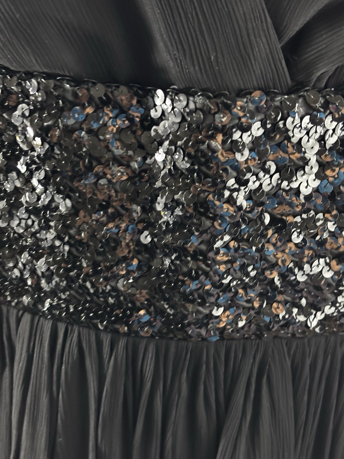 Party Dress Black Sa’Bett of California Chiffon Sequin Cocktail Lined VTG READ