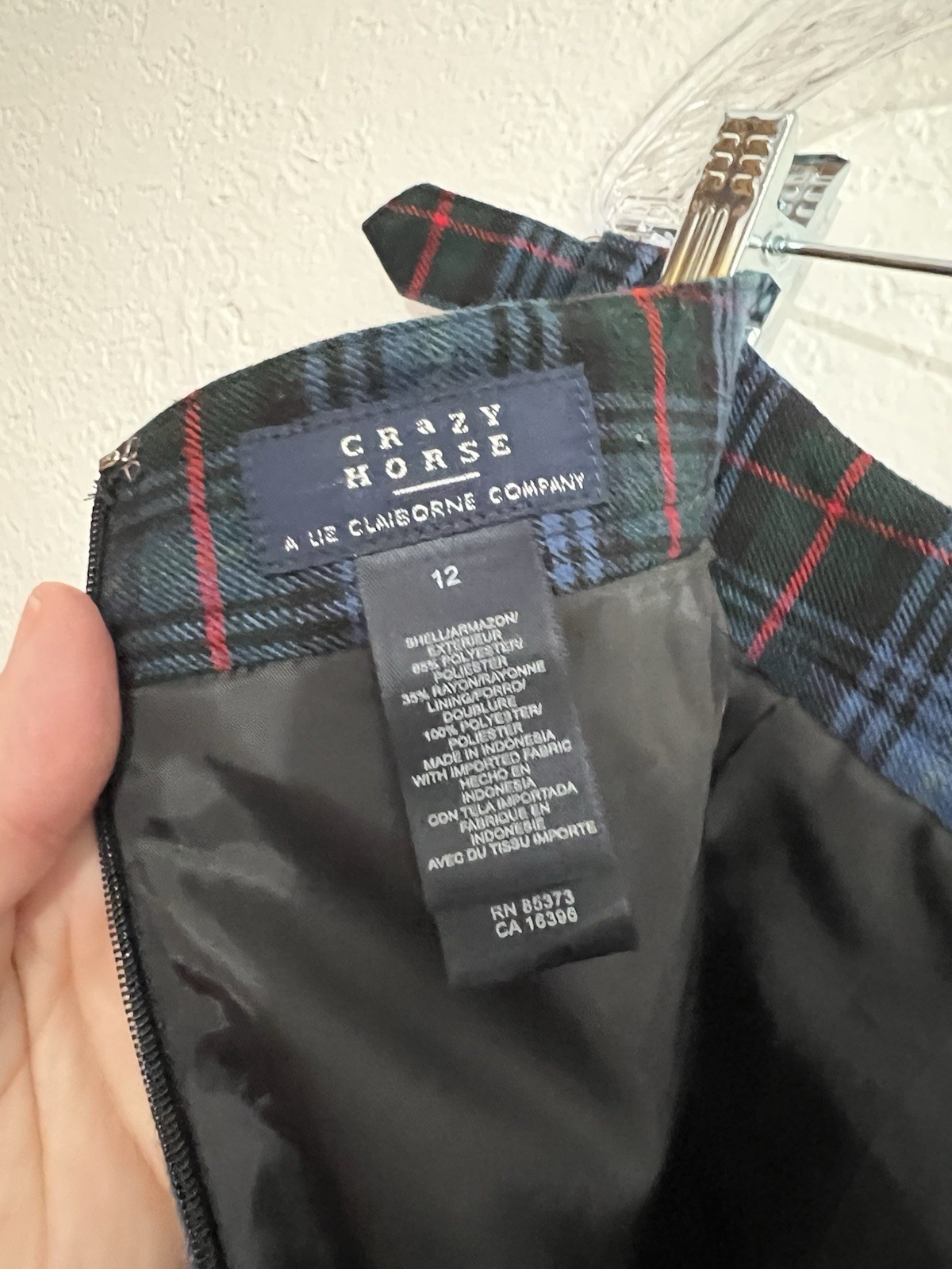 Crazy Horse Plaid Blue Red Tartan Midi Skirt Buckle Lined Highlander 12