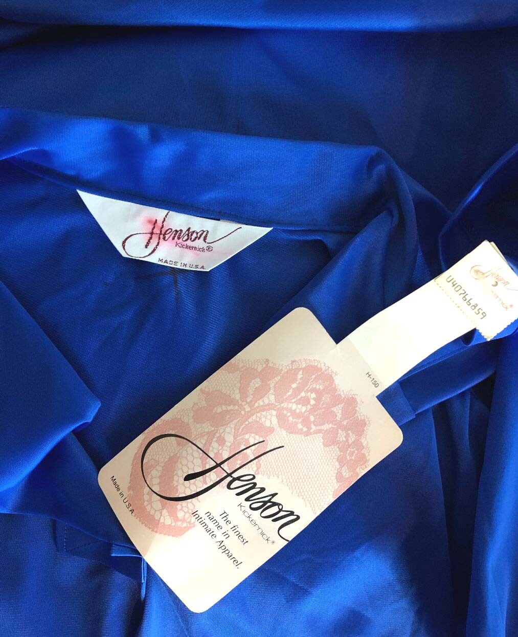 Vintage Henson Kickernick robe sz S 100% Nylon Button Front Royal Blue NOS