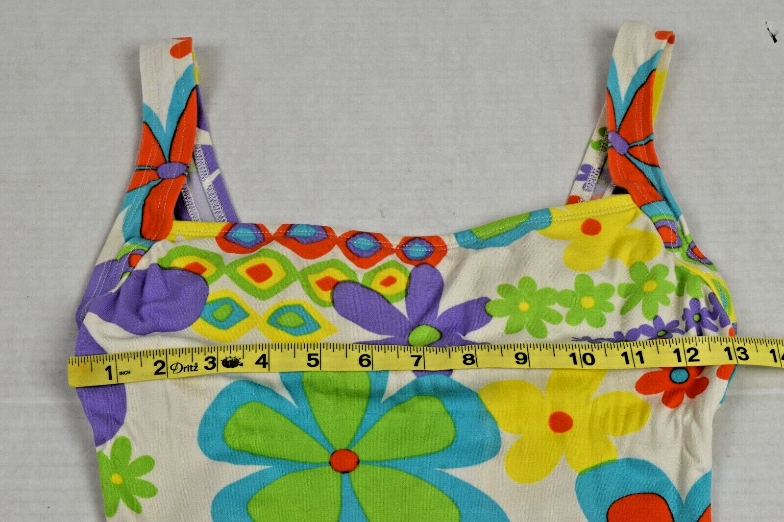 Vintage Swimsuit Flower Power Size S/M 70s Vibrant Colors Full Coverage awesome