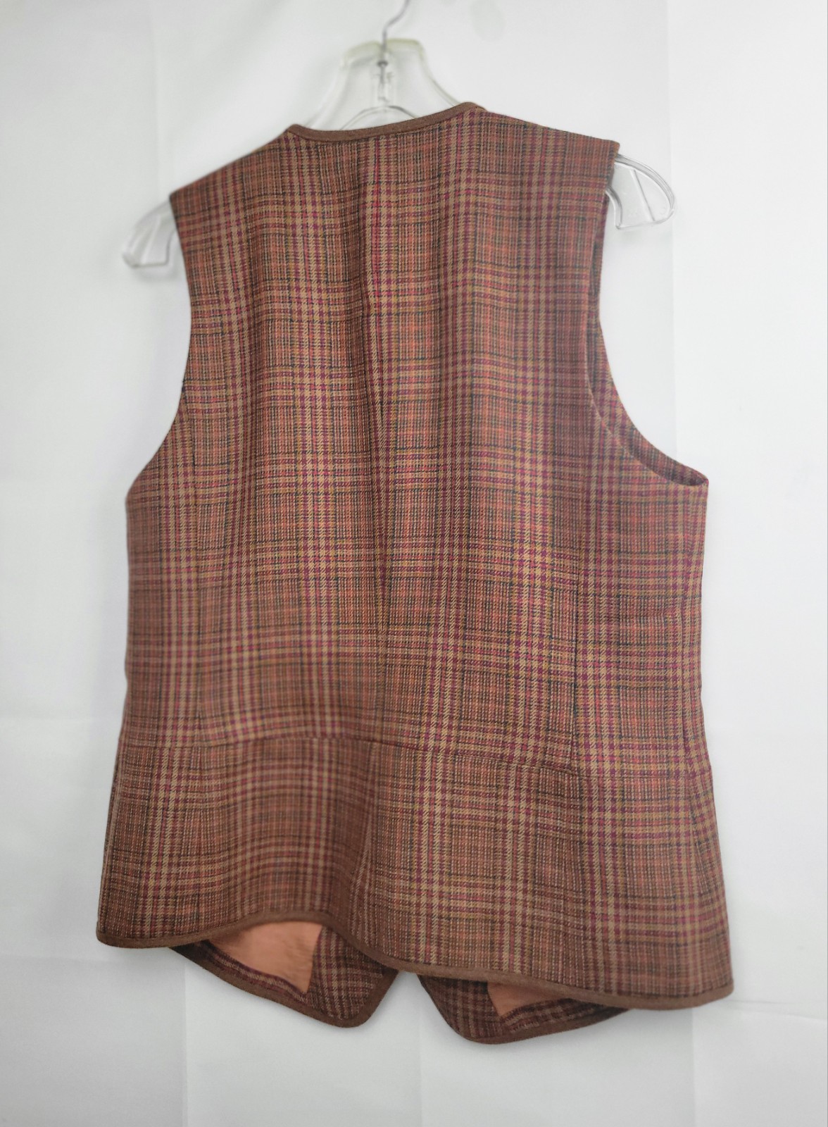VNTG Company By Ellen Tracy 100% Wool Tweed Waist Coat Vest Plaid Size 12