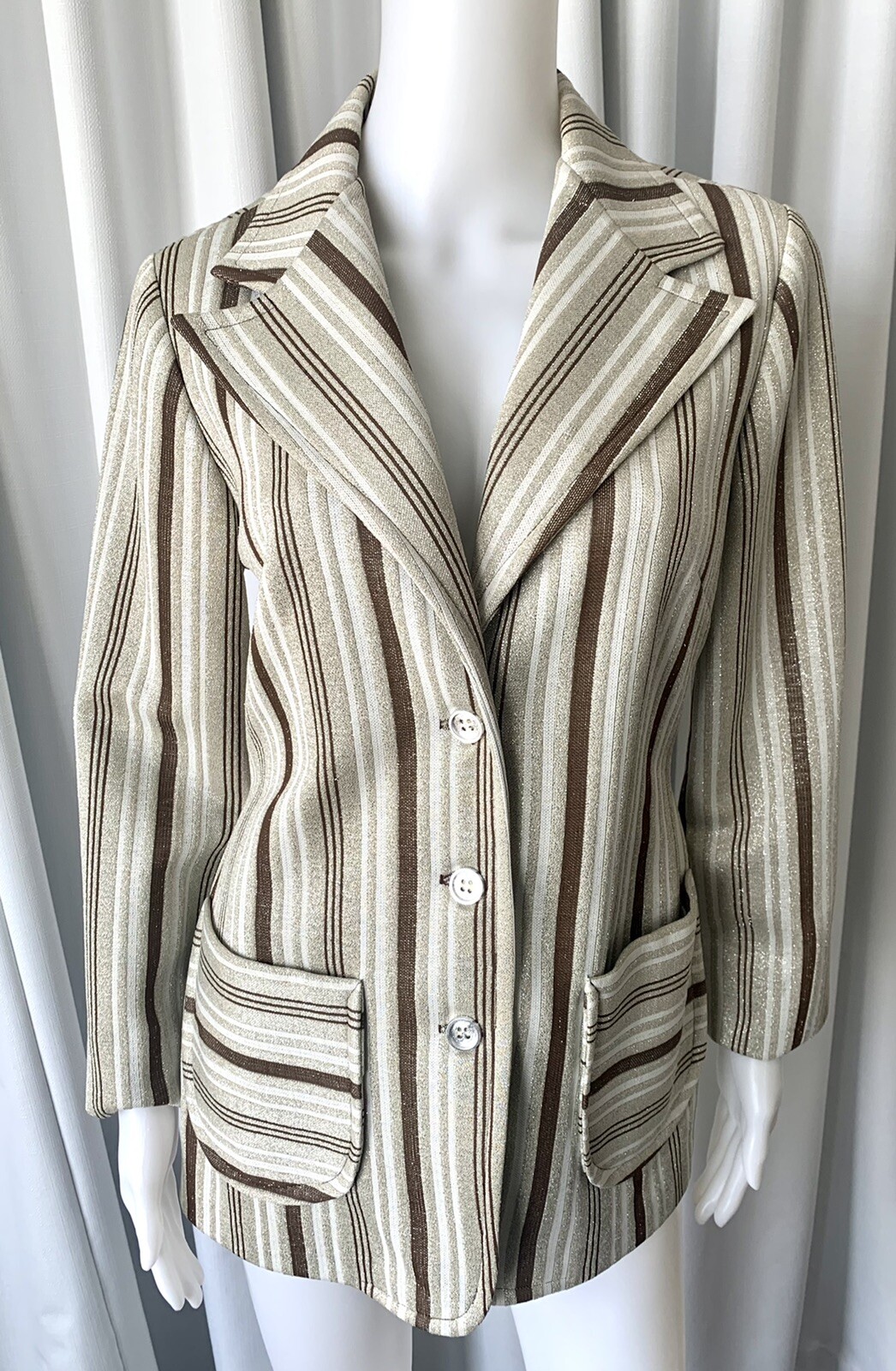 Vintage 70s Polyester lurex striped jacket M/L