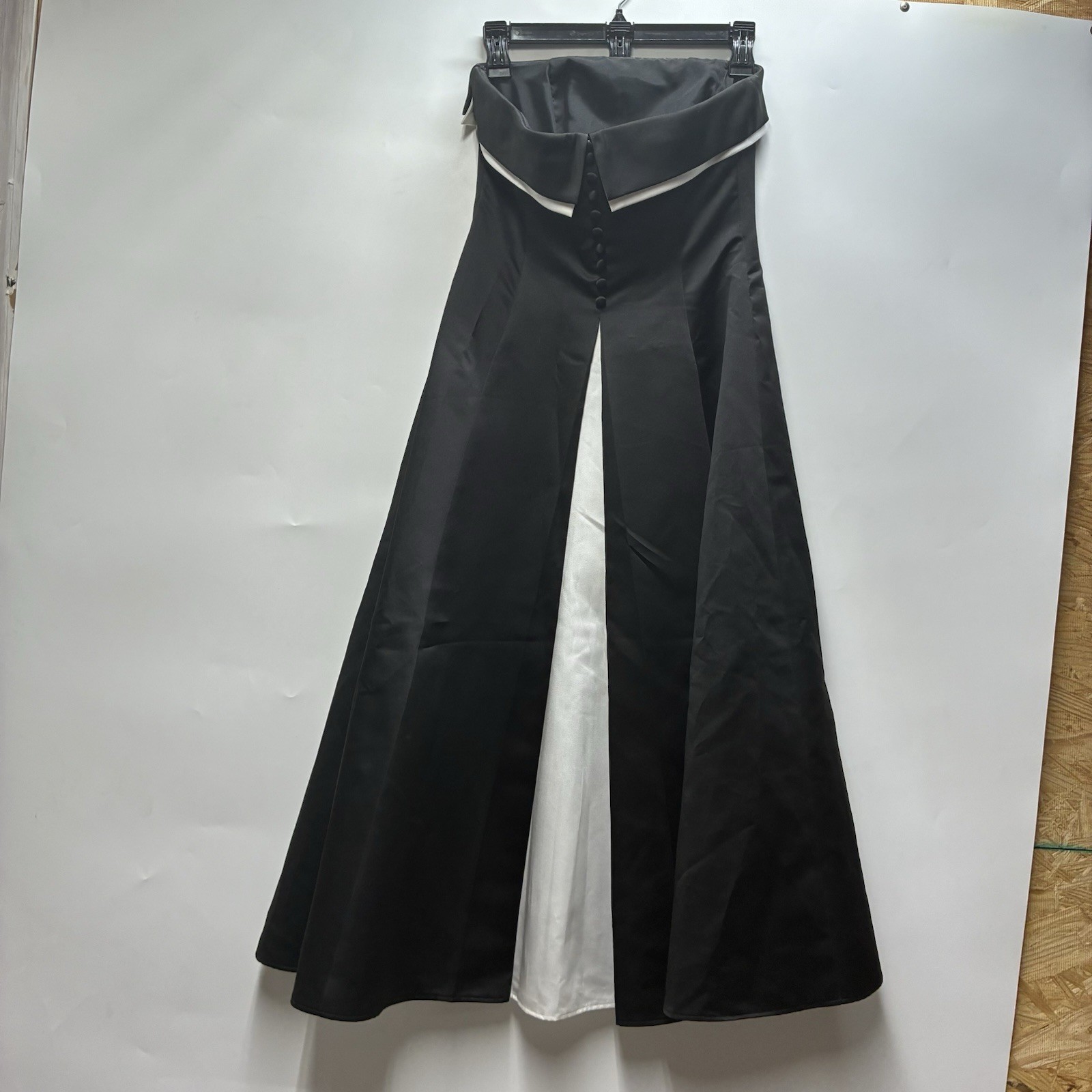 Vintage 90s Michaelangelo Strapless Formal Black White Gown Cocktail Dress Goth