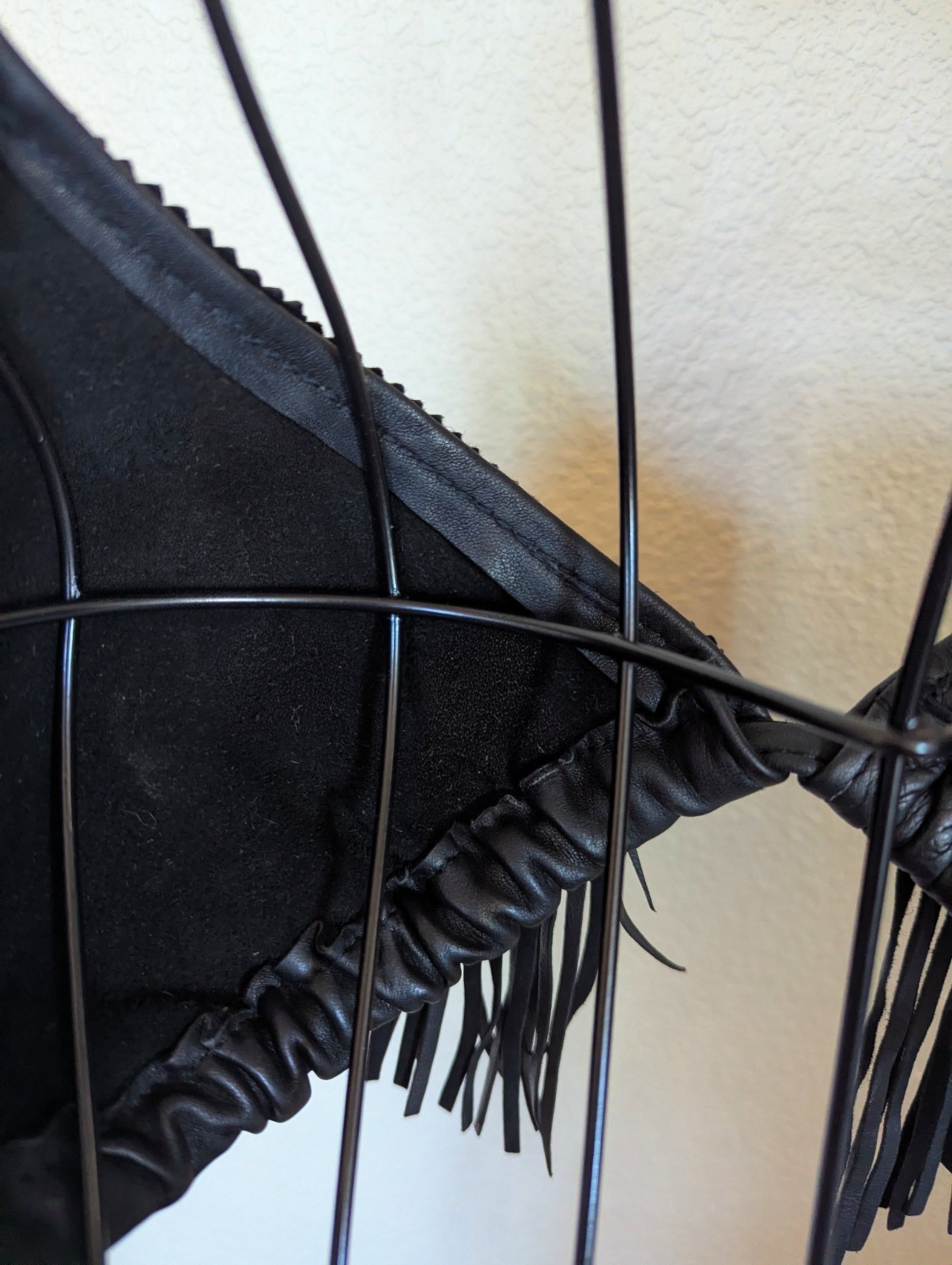 Handmade Sturgis Black Leather Fringe Halter Top Genuine Biker Festival Boho