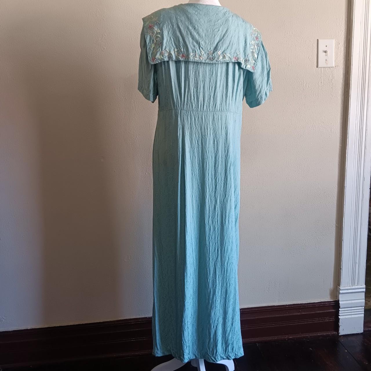 Vintage Whimsy Cottagecore Fairycore Fairy Light Blue Beaded Maxi Dress Size 14