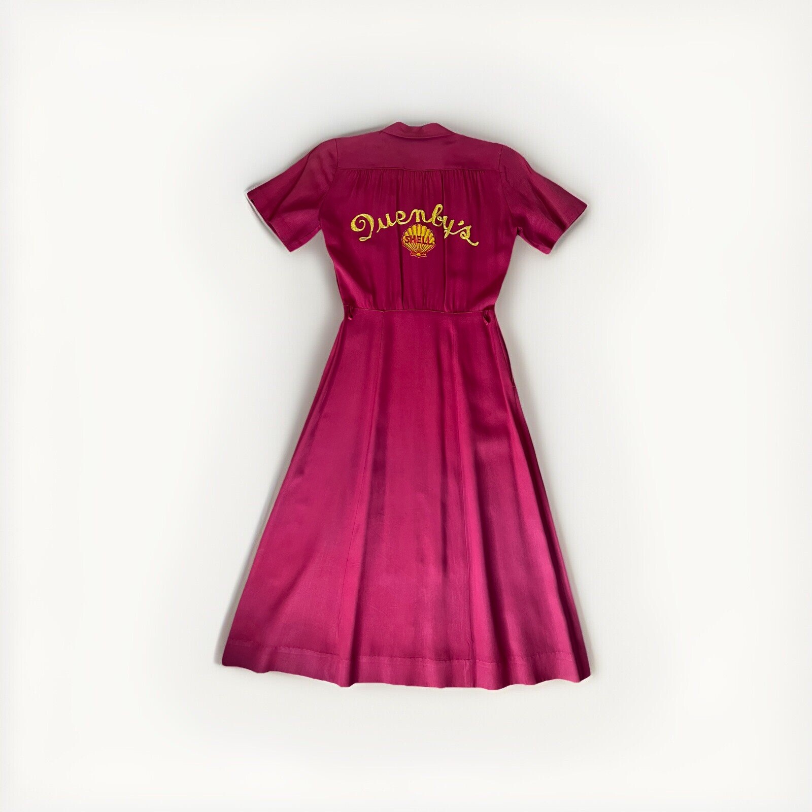 Vintage 40s Shell gasoline Bowling Dress Chainstitch Hot Rod Gabardine RARE Car