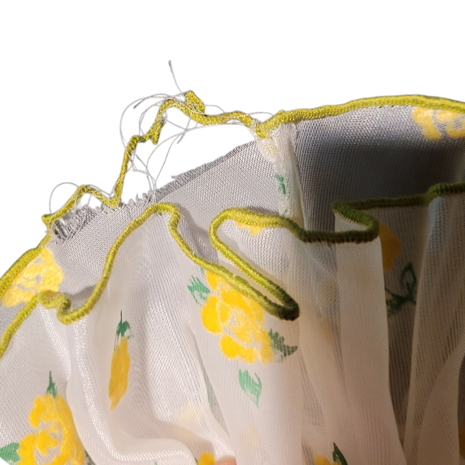 VTG white Yellow Flower Green Ruffle Boho Prairie Maxi Long Sleeve Dress 9 Prop