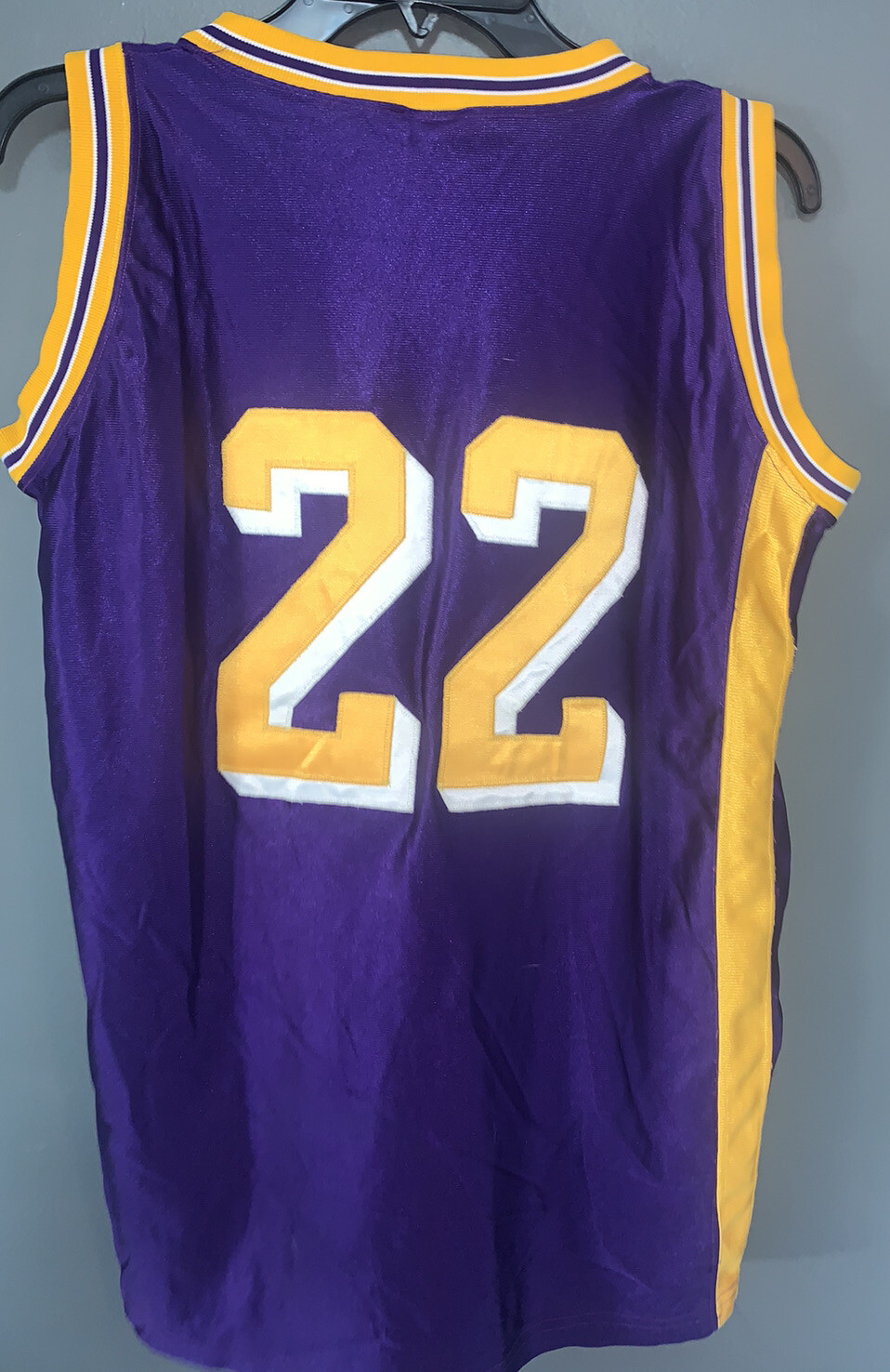 VTG Womens 1980s USA Sz Large UNA LIONS Basketball Jersey Purple Gold WNBA