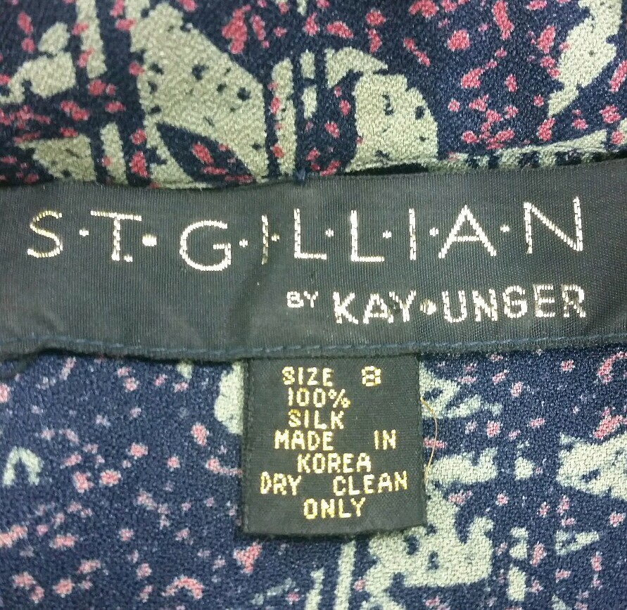 St. Gillian By Kay Unger Womens Dress Size 8 Button Front 100% Silk Vintage